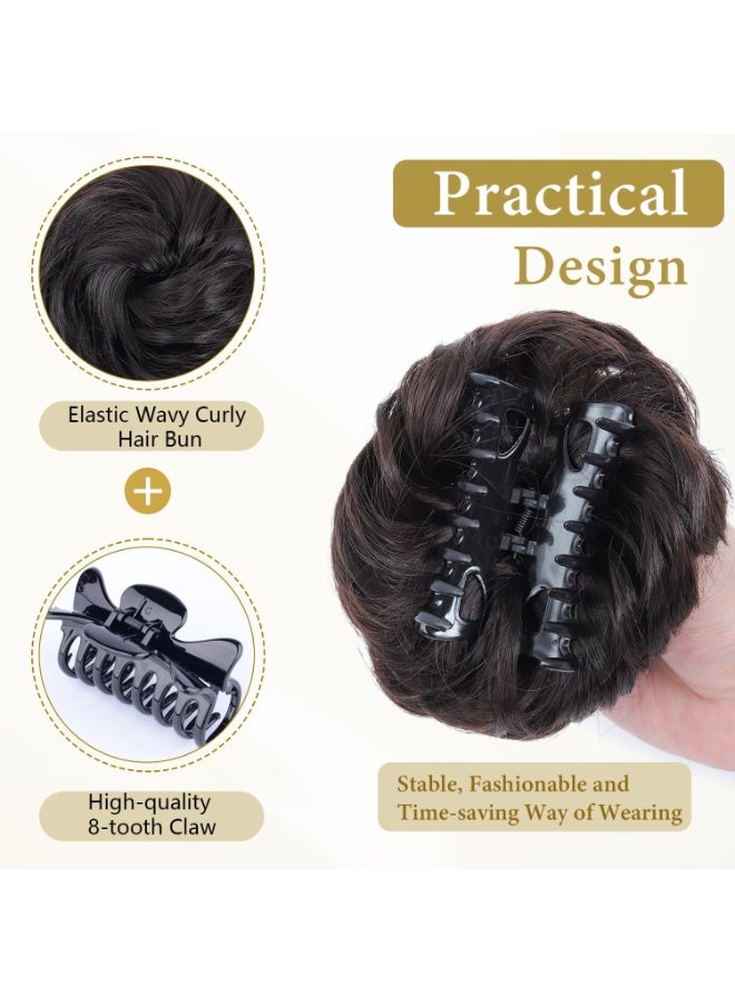 CLENEA Messy Claw Clip, Bun Hair Piece Wavy Curly Chignon Hair Extensions Tousled Hair Claw Clip Ponytail Hairpieces Hair Scrunchie with Clip for Women Natural Black - Image 5